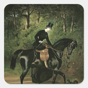 The Rider Kipler on her Black Mare Square Sticker