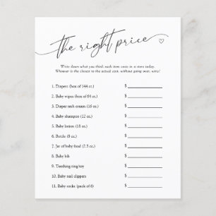 The Right Price Minimalist Baby Shower Game