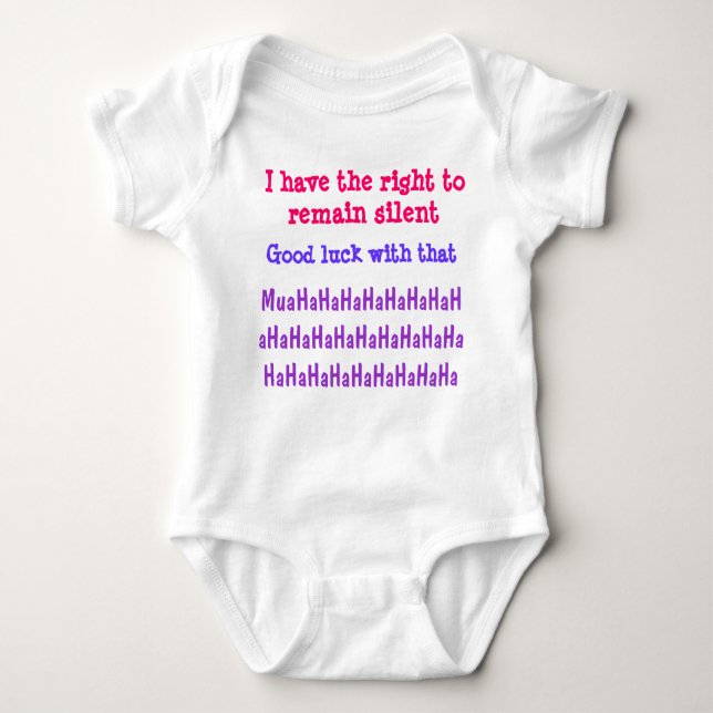 The right to remain silent baby bodysuit (Front)