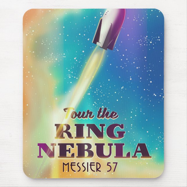 The Ring Nebula (Messier 57) Space travel poster. Mouse Pad (Front)