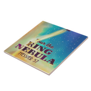 The Ring Nebula (Messier 57) Space travel poster. Tile