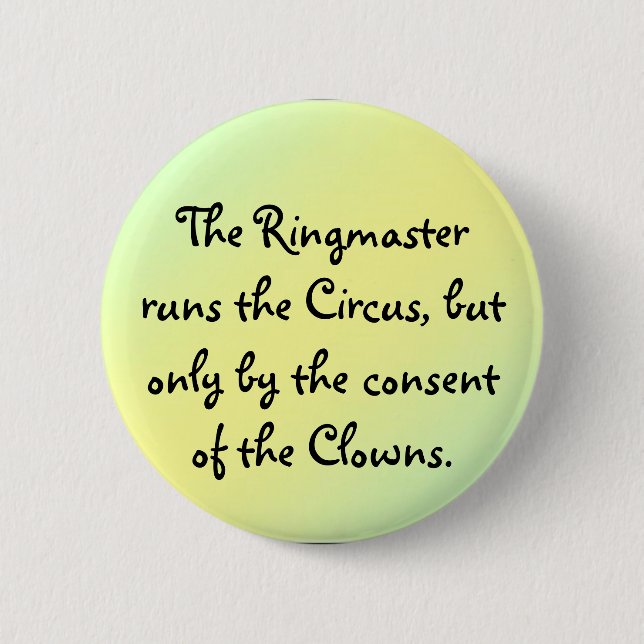 The Ringmaster runs the Circus 6 Cm Round Badge (Front)
