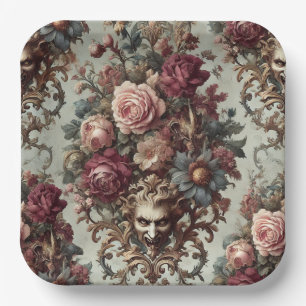 🌺 The Riot to Bloom – Gothic Baroque Floral Paper Plate