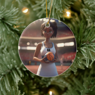The Rise of the Brown-Skinned Netball Girl Ceramic Tree Decoration