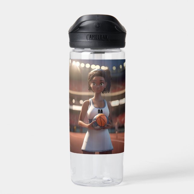 The Rise of the Brown-Skinned Netball Girl Water Bottle (Back)