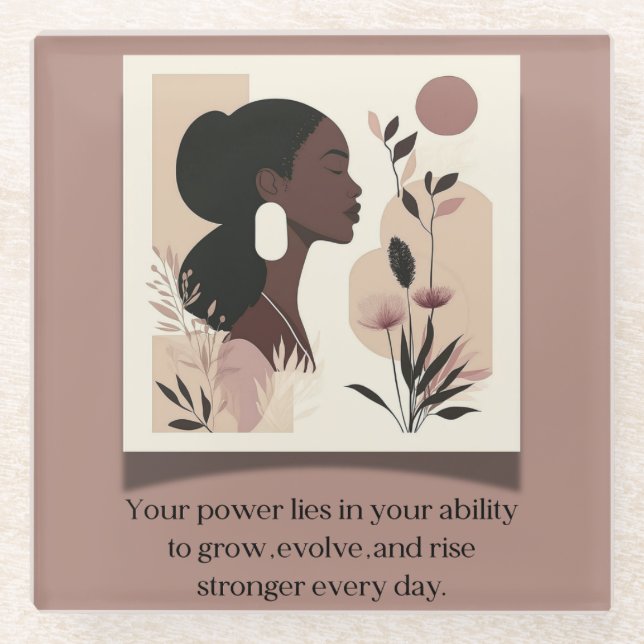 The Rise Stronger Themed  Glass Coaster (Front)