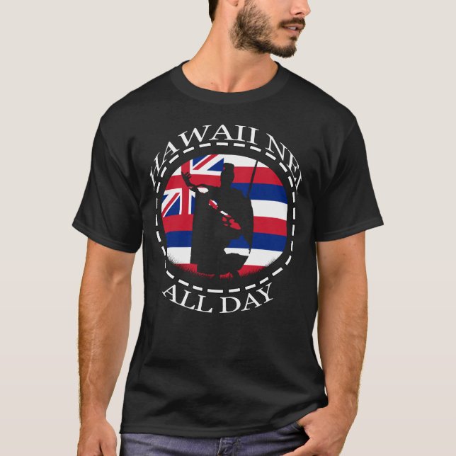 The Rising Sun King Kamehameha Hawaiian Flag T-Shirt (Front)
