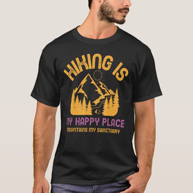 The River Is My Happy Place Hand Drawn River Campi T-Shirt (Front)
