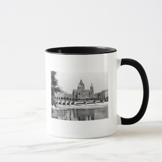 The river Isar at Munich, c.1910 Mug (Right)
