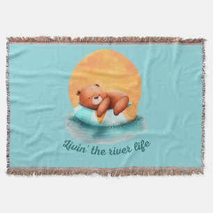 The River Life Bear   Cute Digital Art  Throw Blanket