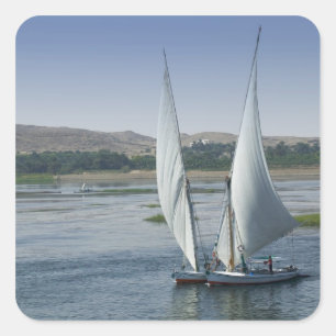 The River Nile and sailing boats used as Square Sticker