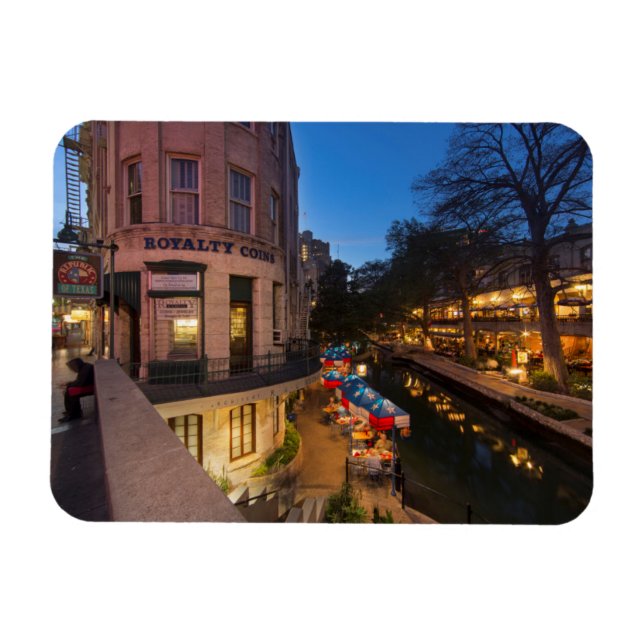 The Riverwalk At Dusk In Downtown San Antonio 2 Magnet (Horizontal)
