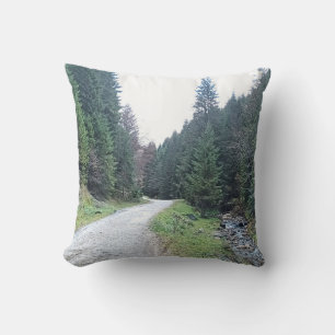 The Road Between Pines - Wild Nature Romania Cushion