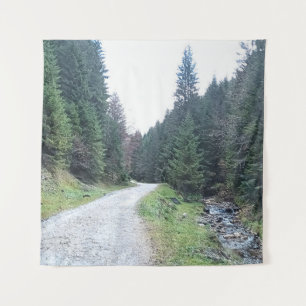 The Road Between Pines - Wild Nature Romania Tapestry