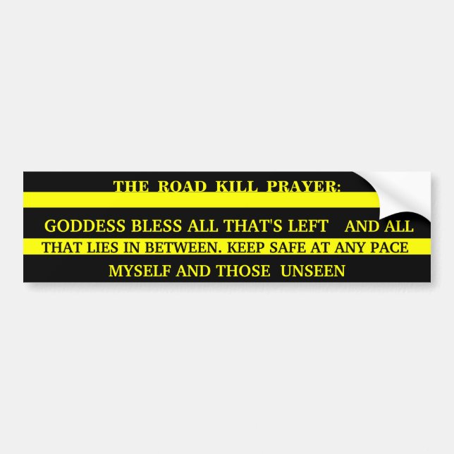 THE ROAD KILL PRAYER BUMPER STICKER (Front)