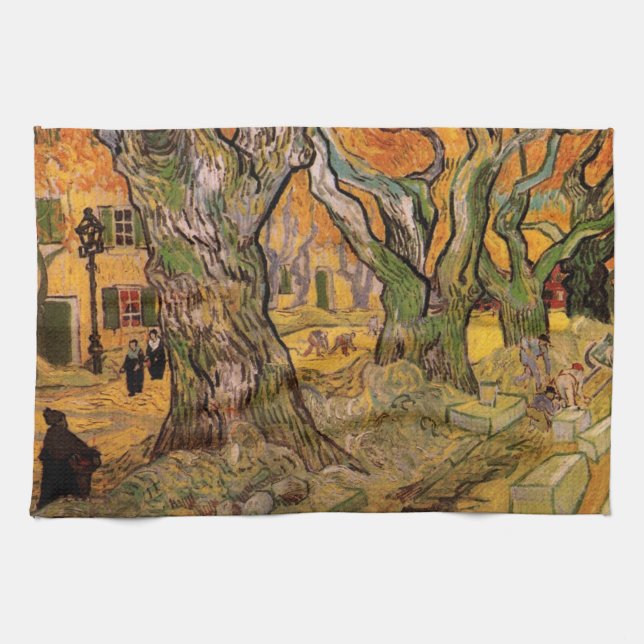 The Road Menders by Vincent van Gogh Tea Towel (Horizontal)