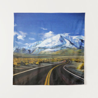 the road to the mountains oil paintingasphalt,autu tapestry