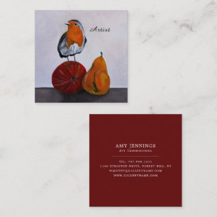 The Robin's Fleeting Visit Painting by Alfred Fox Square Business Card