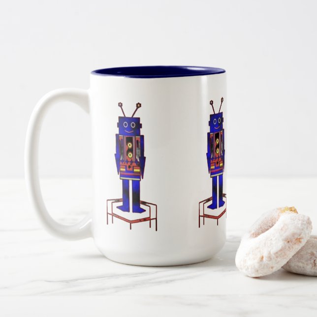 "The Robot" (15 oz.) Two-Tone Mug (With Donut)