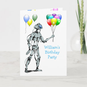 The Robot and the Balloons' Birthday Party Card