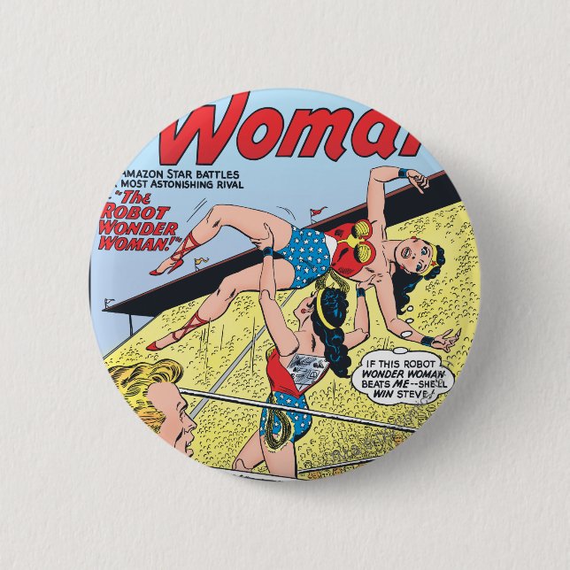 The Robot Wonder Woman 6 Cm Round Badge (Front)