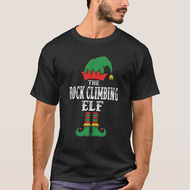 The Rock Climbing Elf Christmas Pajama Family Matc T-Shirt (Front)