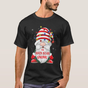 The Rock Star Gnome Buffalo Plaid Christmas Tree L T-Shirt