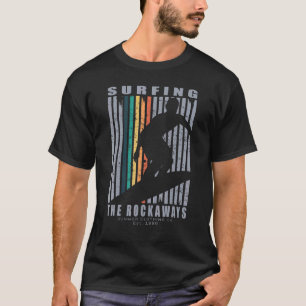 The Rockaways Surfing Beach Retro Surfing Summer V T-Shirt