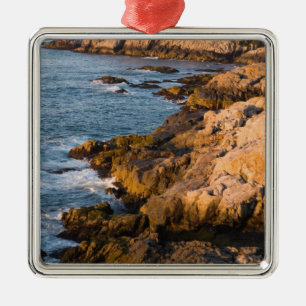The rocky coast of Isle au Haut in Maine's Metal Tree Decoration