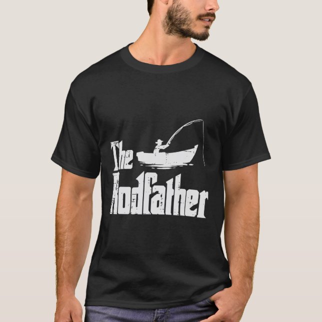The Rodfather Fun Fishing Fathers Day Movie Pun Da T-Shirt (Front)