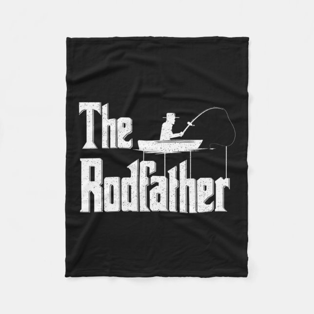 The Rodfather Funny Fishing Dad Gift  Fleece Blanket (Front)
