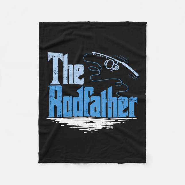 The Rodfather Funny Fishing Parody  Fleece Blanket (Front)
