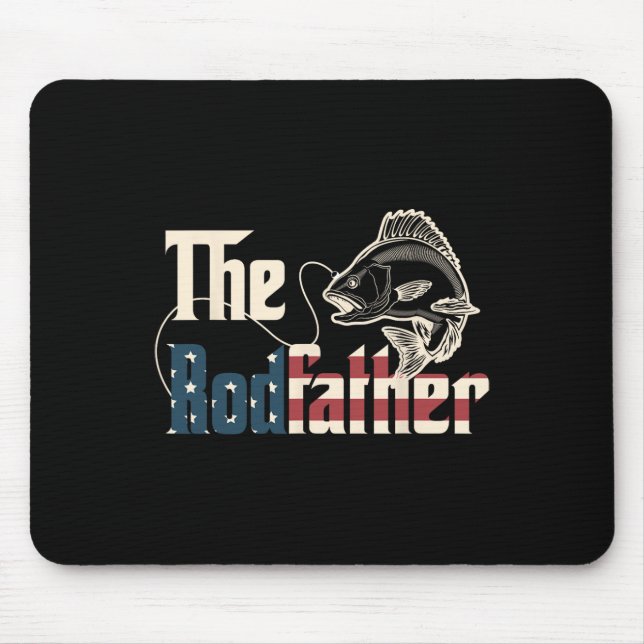 The Rodfather Retro Groovy Fishing Lover Fathers D Mouse Pad (Front)