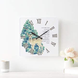 The Roe Deer Dances Through The Snow Square Wall Clock