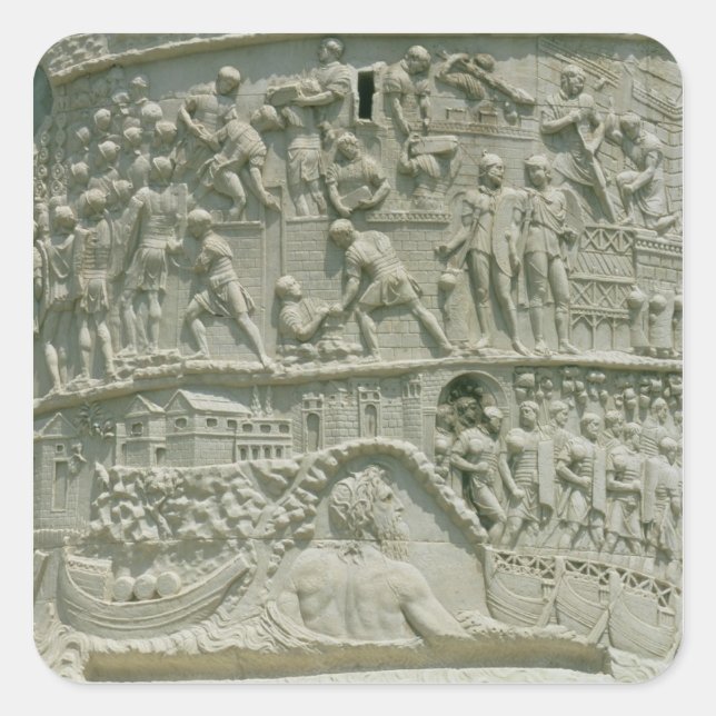 The Roman army crossing the Danube Square Sticker (Front)