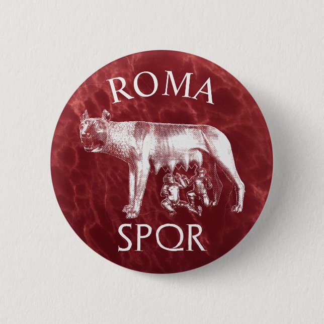 The Roman Capitoline Wolf 6 Cm Round Badge (Front)