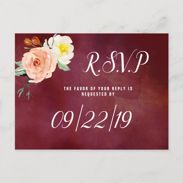 The Romance In Bloom Wedding Collection Invitation Postcard (Front)