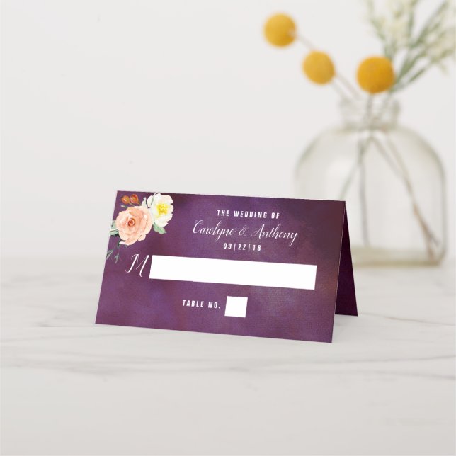 The Romance In Bloom Wedding Collection Place Card (Front)