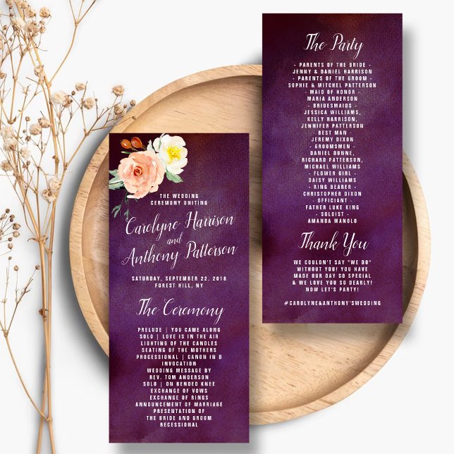 The Romance In Bloom Wedding Collection - Program Rack Card (Creator Uploaded)