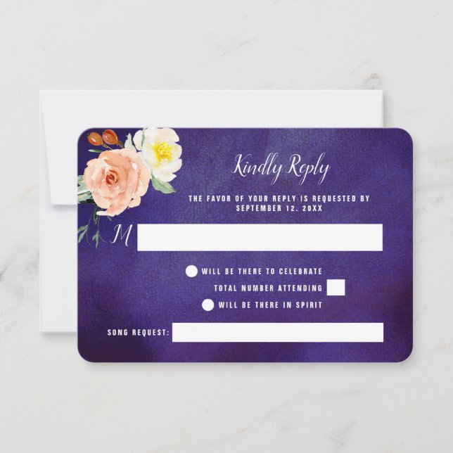 The Romance In Bloom Wedding Collection RSVP Card (Front)
