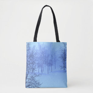 The Romance of a Mystical Winter Woods on a Tote Bag