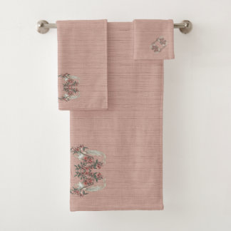 The Romance of Silk Peach w/ monogram Bath Towel Set