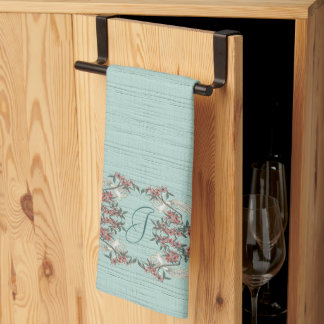 The Romance of Silk w/ Monogram Aqua Tea Towel