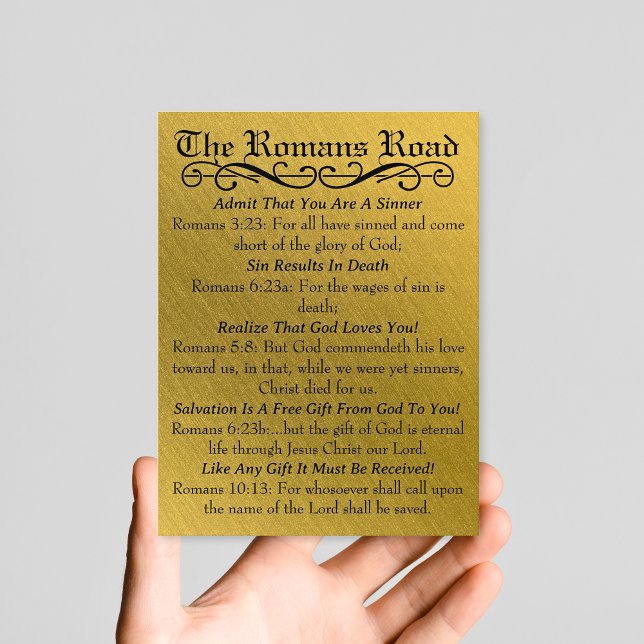 The Romans Road Sinner's Prayer Gold Black Postcard (The Romans Road Sinner's Prayer Gold Black Postcard)