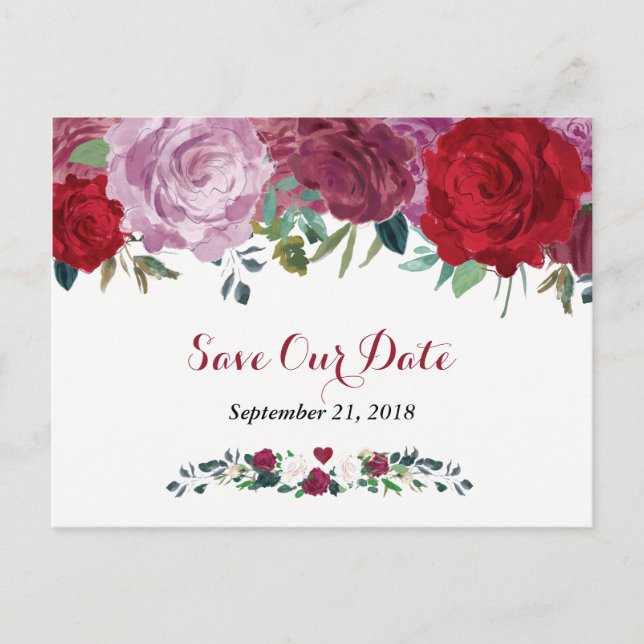 The Romantic Floral Wedding Collection Announcement Postcard (Front)