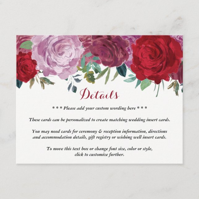 The Romantic Floral Wedding Collection Enclosure Card (Front)