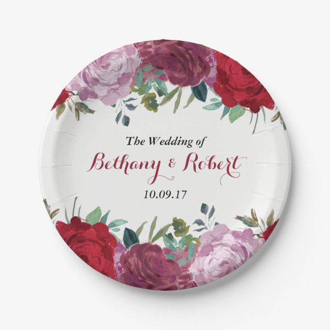 The Romantic Floral Wedding Collection Paper Plate (Front)