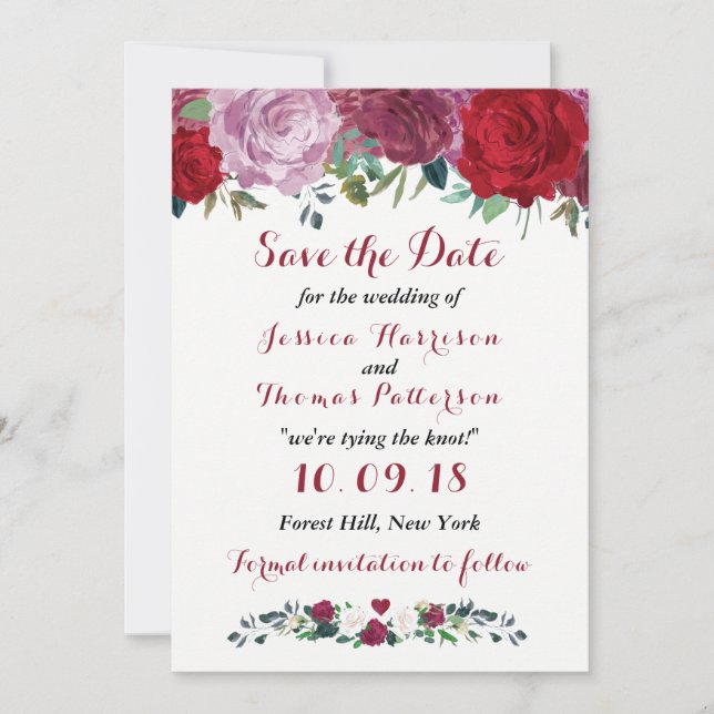 The Romantic Floral Wedding Collection Save The Date (Front)