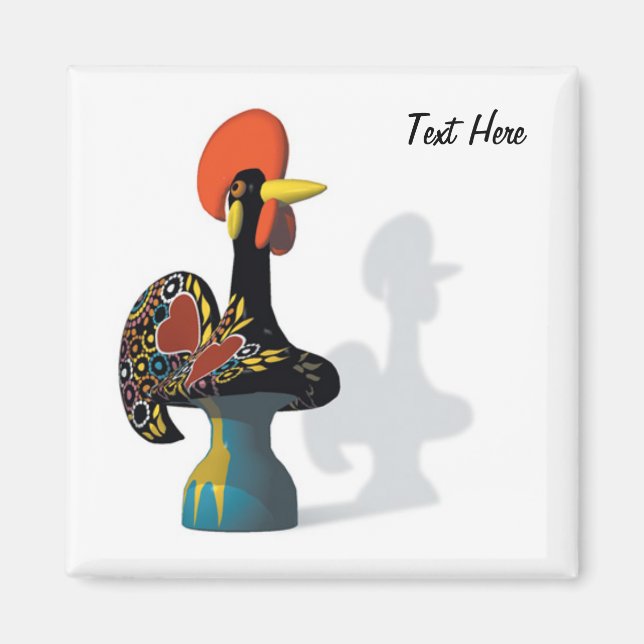 The rooster of Barcelos Magnet customisable (Front)