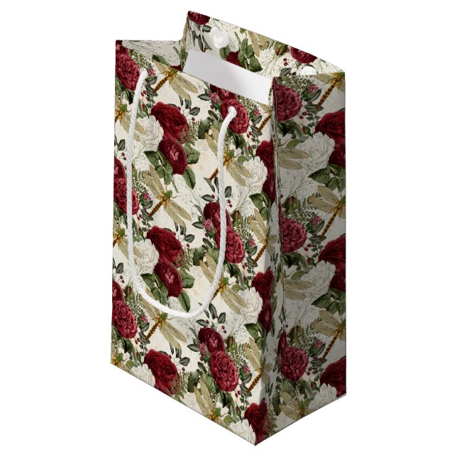 The Rose and Dragonfly Series (Design 1) Small Gift Bag (Front Angled)